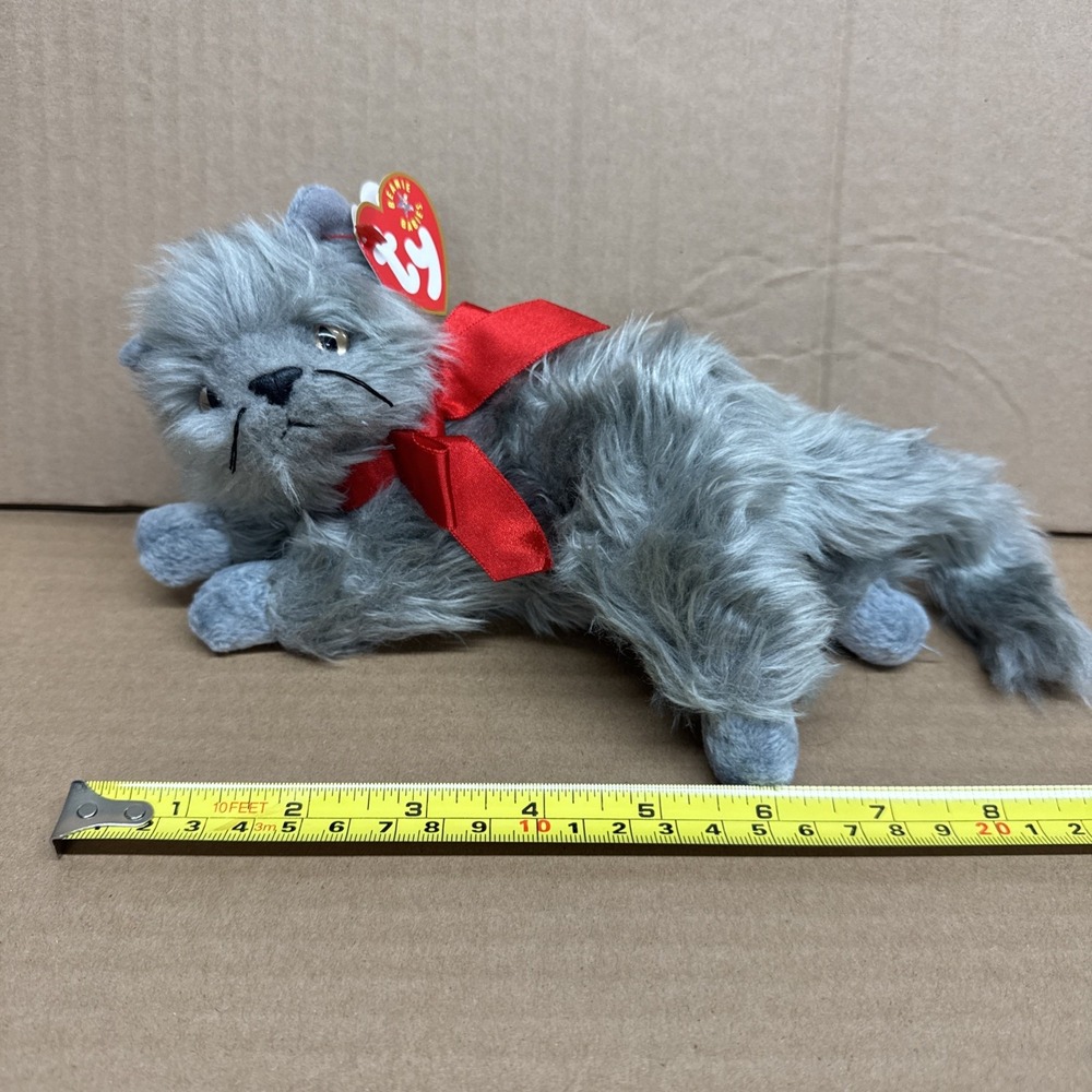 Ty Beanie Babies Beani the Gray Cat 8" Plush Stuffed Animal with Heart tag